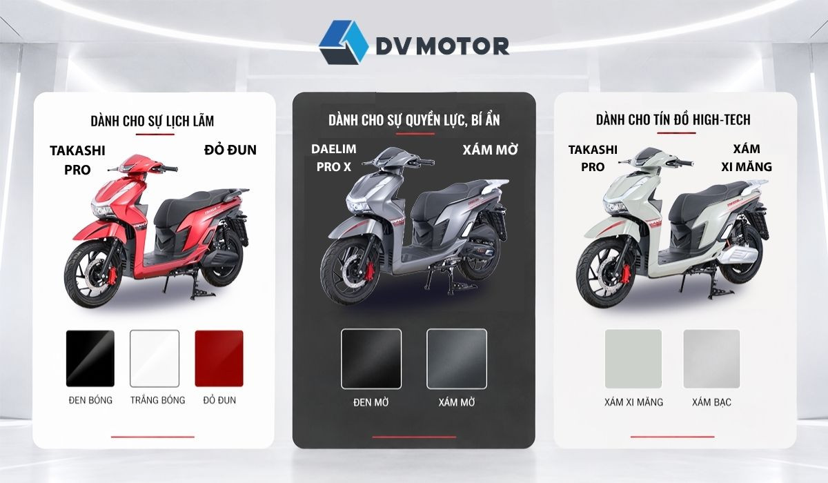 Sắc màu uy lực và đĩnh đạc trên các dòng xe Takashi Pro và Daelim Pro X