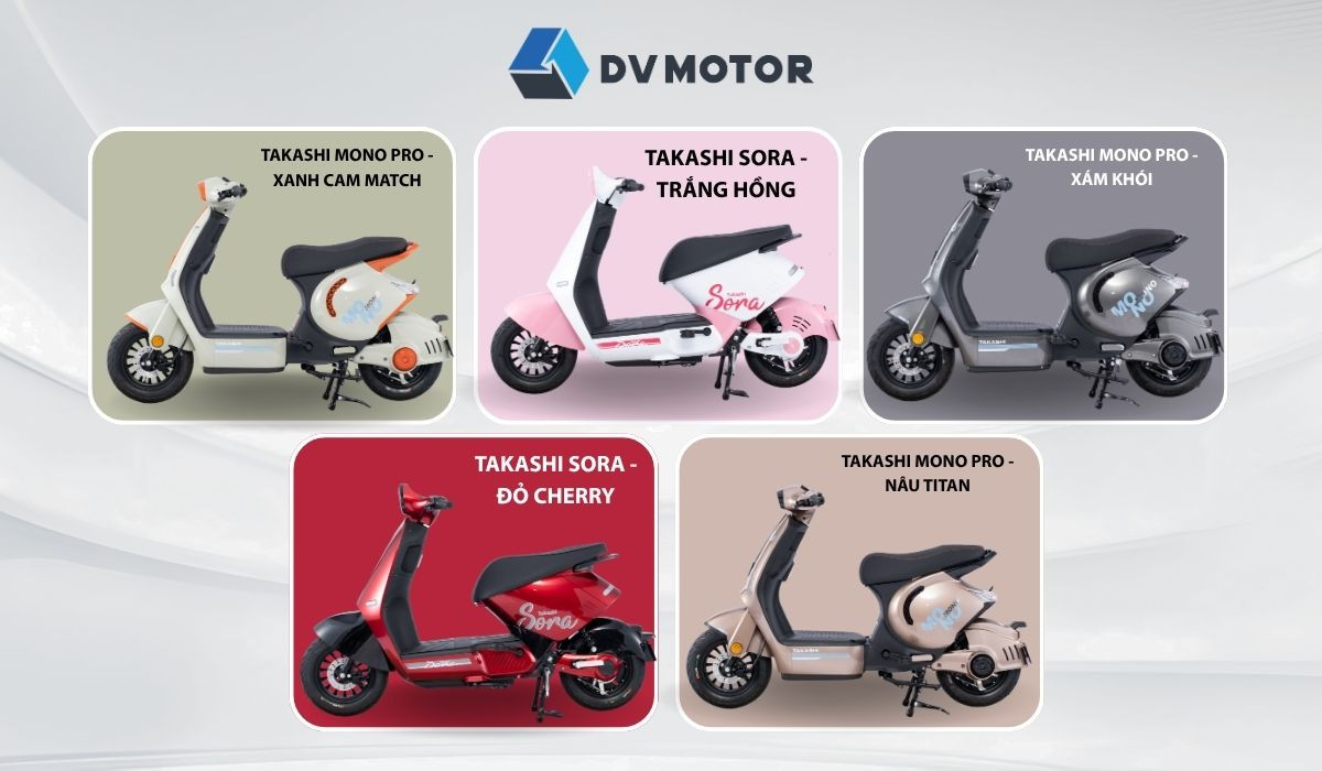 Hệ màu phá cách, độc bản chuẩn gu Gen Z của dòng xe điện Takashi Mono Pro và Sora.